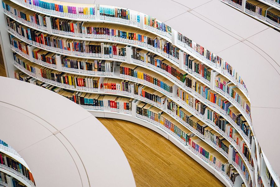 Library shelves full of books